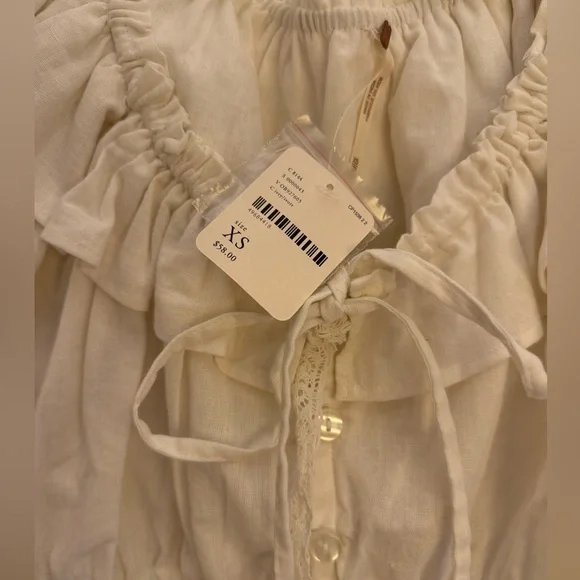 Mystic Free People Cream Ruffled Blouse - Picture 7 of 8